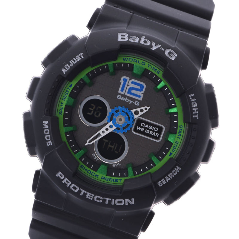 CASIO カシオ BABY-G スポーツモデル 黒/緑 BA-120 メンズ 樹脂 腕時計 クオーツ グレー系文字盤 Aランク 中古 銀蔵