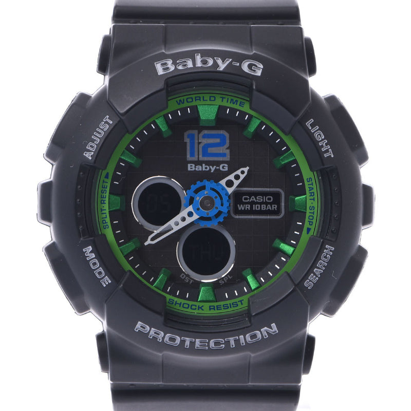 CASIO カシオ BABY-G スポーツモデル 黒/緑 BA-120 メンズ 樹脂 腕時計 クオーツ グレー系文字盤 Aランク 中古 銀蔵