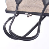 CHANEL CHANEL MOUTH BAG Ivory/Black Women's Cotton/Calf Handbag B Rank Used Ginzo
