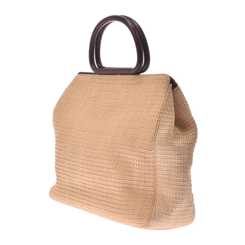 CHANEL CHANEL Cocomark Straw Bag Beige/Tea Women's Straw Handbag B Rank Used Ginzo