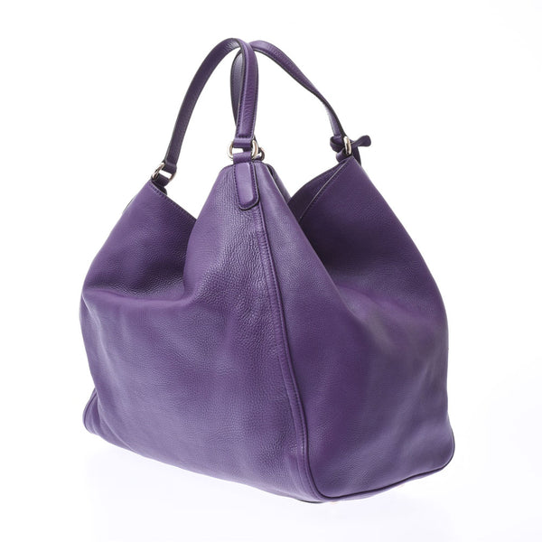 GUCCI Gucci Soho Tote Bag Purple Silver Hardware 282308 Ladies Leather Handbag A Rank Used Ginzo