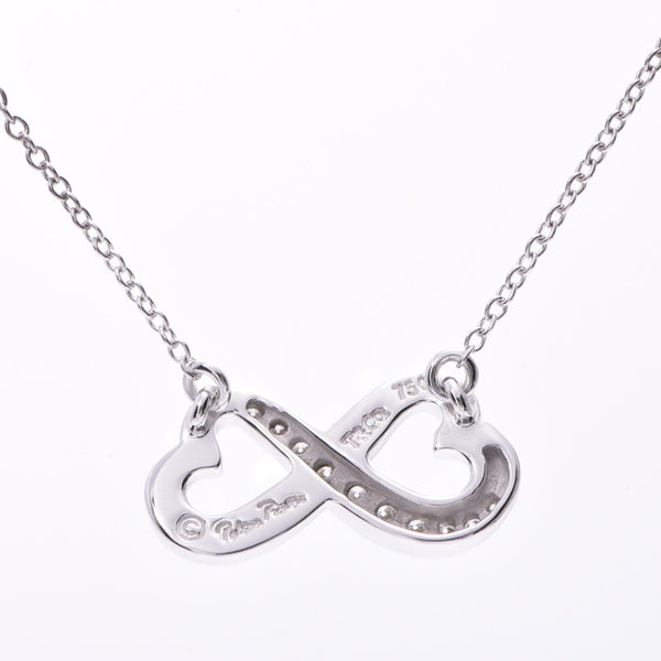 TIFFANY&Co. Tiffany Double Rubbing Heart Necklace Ladies K18WG/Diamond Necklace A Rank Used Ginzo