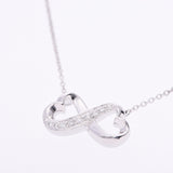 TIFFANY&Co. Tiffany Double Rubbing Heart Necklace Ladies K18WG/Diamond Necklace A Rank Used Ginzo