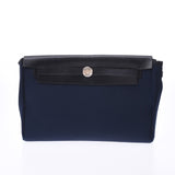 HERMES 爱马仕啤酒袋蓝色英迪格 / 黑色 + H 雕刻 （2004） 中性托瓦尔 / 皮革离合器袋 B 级二手银藏