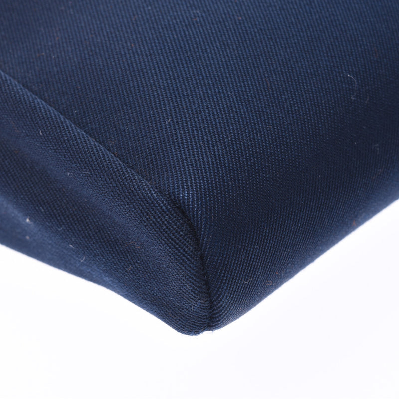 HERMES 爱马仕啤酒袋蓝色英迪格 / 黑色 + H 雕刻 （2004） 中性托瓦尔 / 皮革离合器袋 B 级二手银藏