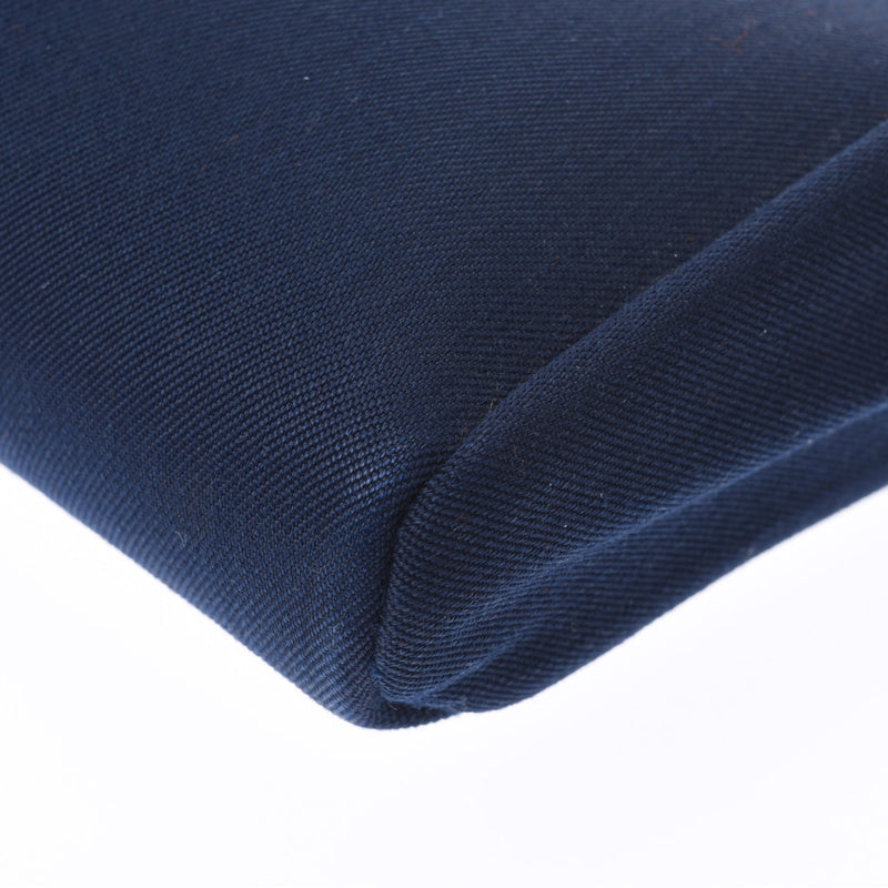 HERMES 爱马仕啤酒袋蓝色英迪格 / 黑色 + H 雕刻 （2004） 中性托瓦尔 / 皮革离合器袋 B 级二手银藏