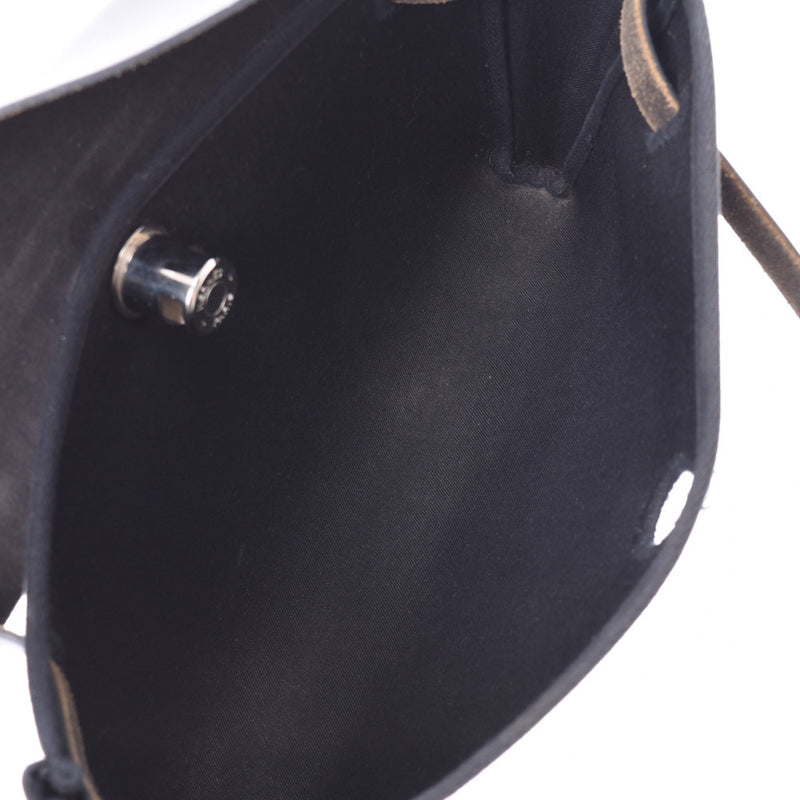 HERMES 爱马仕啤酒袋蓝色英迪格 / 黑色 + H 雕刻 （2004） 中性托瓦尔 / 皮革离合器袋 B 级二手银藏