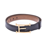 HERMES Size 80cm black gold metal fittings □I stamped (around 2005) Men's leather belt B rank used silver warehouse