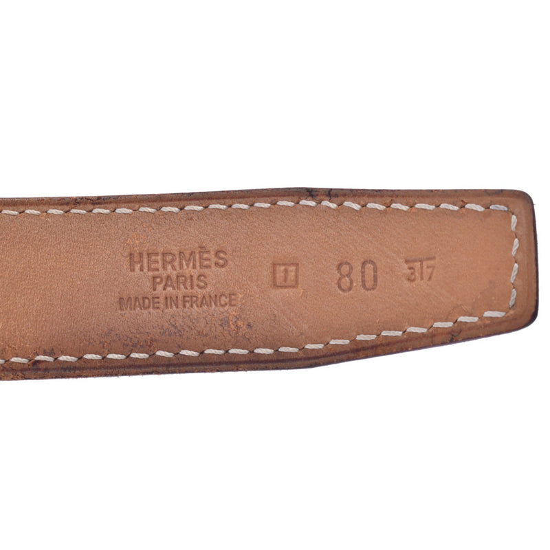 HERMES Size 80cm black gold metal fittings □I stamped (around 2005) Men's leather belt B rank used silver warehouse