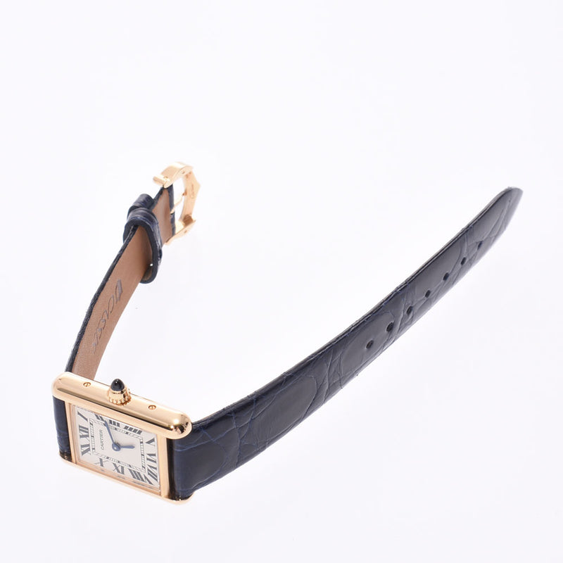 CARTIER Cartier mast tank Lady's YG/ leather watch quartz ivory system clockface B rank used silver storehouse