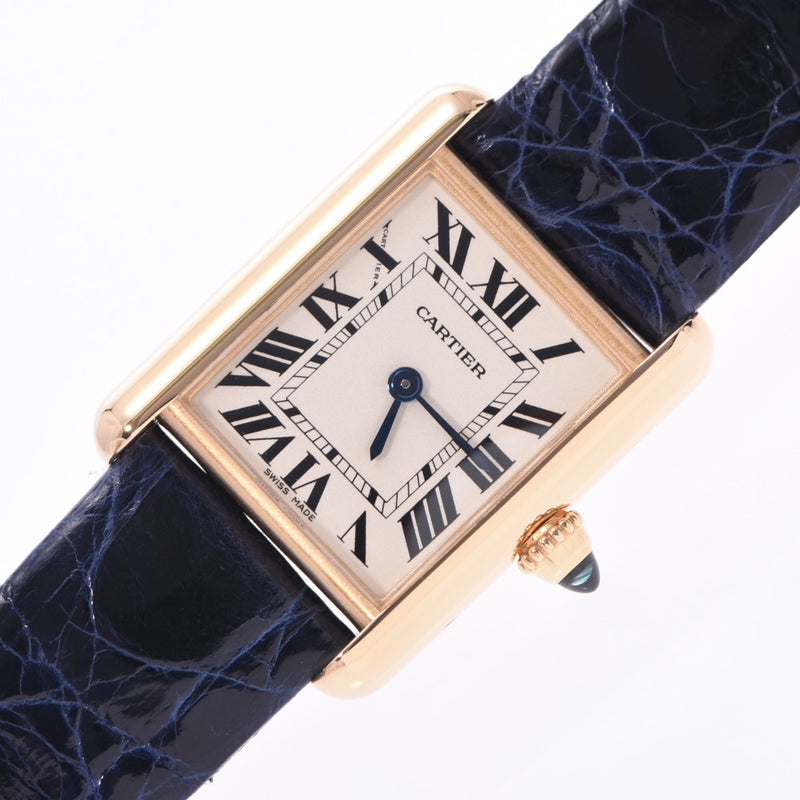 CARTIER Cartier mast tank Lady's YG/ leather watch quartz ivory system clockface B rank used silver storehouse