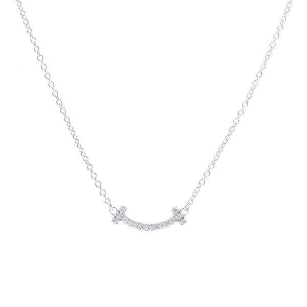 TIFFANY&Co. Tiffany T Smile Mini Necklace Diamond Ladies K18WG Necklace A Rank Used Ginzo