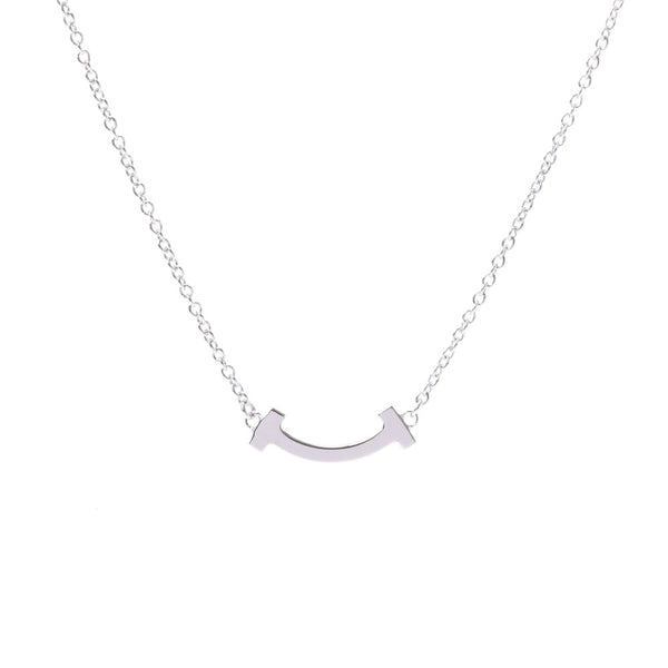 TIFFANY&Co. Tiffany T Smile Mini Necklace Diamond Ladies K18WG Necklace A Rank Used Ginzo