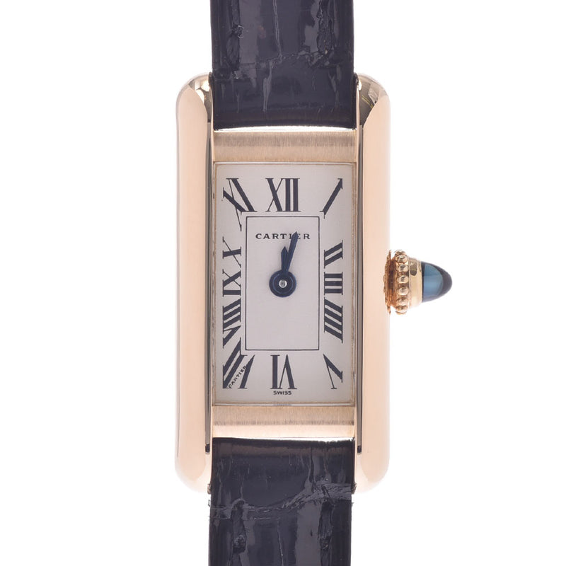 CARTIER Cartier Tank Cuaron jér ィme ladies K18YG/leather watch Quartz ivory dial a rank used silver stock