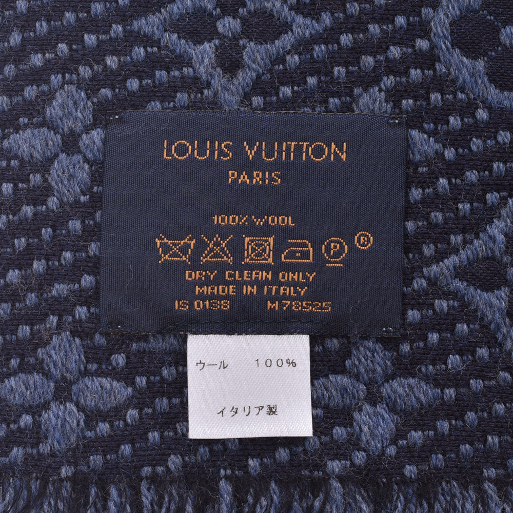 LOUIS VUITTON ルイヴィトン エシャルプ モノグラムクラシック ブルーマリーヌ M78525 ユニセックス ウール100％ マフラー  ABランク 中古 銀蔵