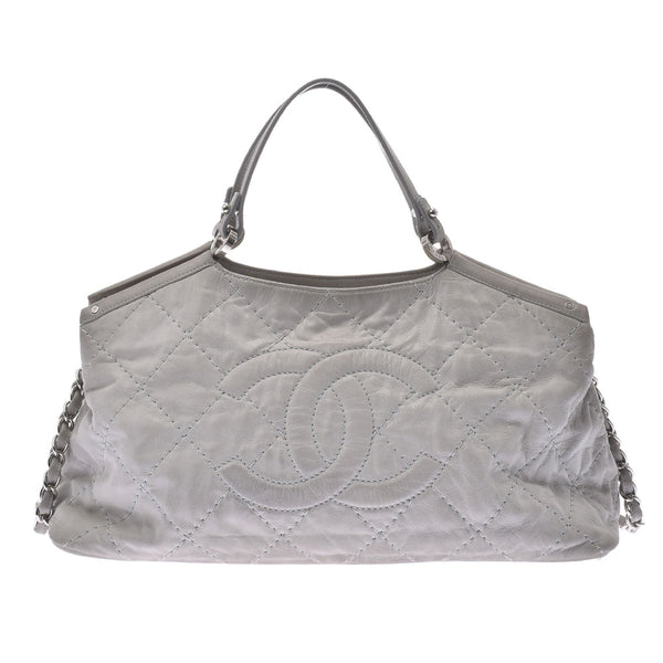 Chanel wild stitch 2WAY bag Gree silver metallic Womens calf handbag C