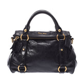 MIUMIU handbag black gold metal fittings ladies lambskin 2WAY bag A rank used Ginzo