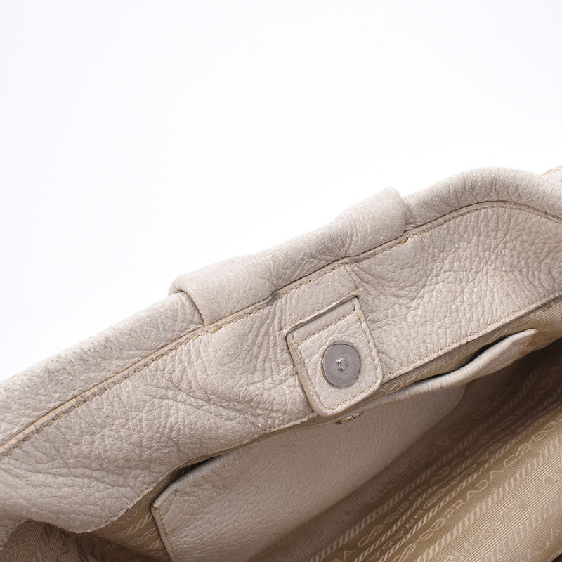 PRADA Prada: Gray gradient, gradient, gradation, leaser type, shoulder bag, shoulder bag, B, rank used silver storehouse.