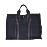 HERMES Hermes fool toe MM black / gray unisex canvas tote bag B rank used silver storehouse