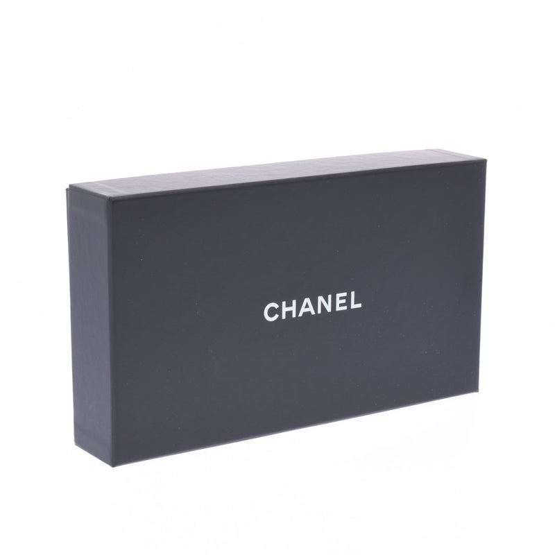 CHANEL Shanel Kanbon Round-fasner long wallet, black, black, and enamel, wallet, wallet, AB rank, used silver razor.