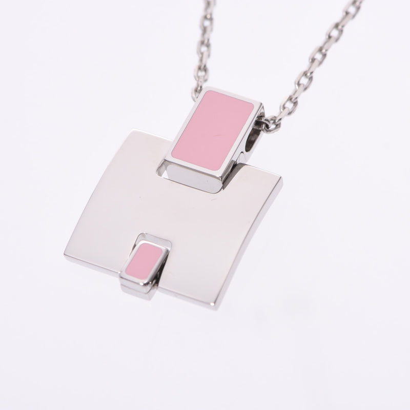 HERMES Irene Pink Silver Fittings Women's SS Necklace A Rank Used Ginzo