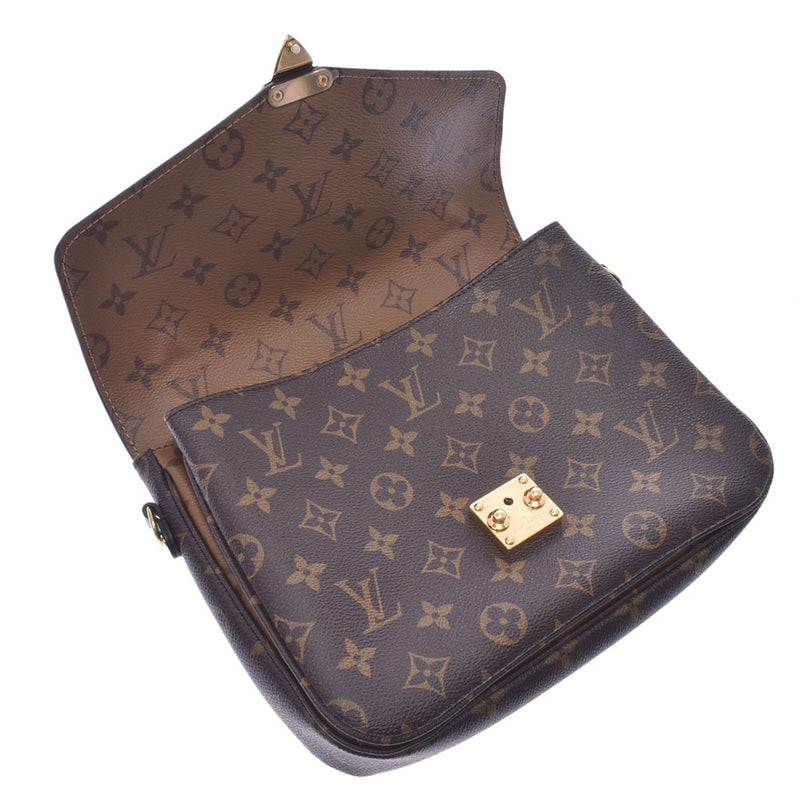 LOUIS VUITTON路易威登Monogram Reverse Pochette Metis MM 2WAY包驼色/黑色M44876女士手提包A Rank Used Ginzo