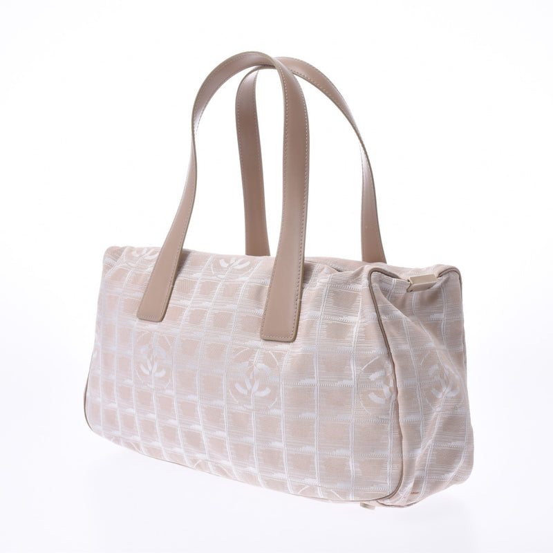 CHANEL New Travel Line Handbag Beige Gold Hardware Ladies Nylon Boston Bag B Rank Used Ginzo