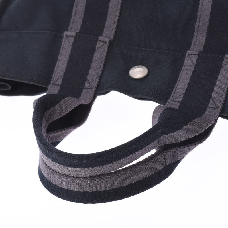 HERMES Fool tote PM black/gray unisex canvas tote bag B rank used Ginzo