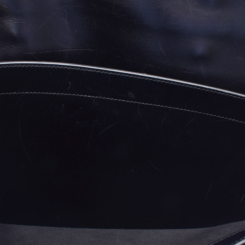 HERMES エルメス サックアデペッシュ41 ブリーフケース 黒 シルバー金具 □A刻印(1997年頃) メンズ BOXカーフ ビジネスバッグ Bランク 中古 銀蔵