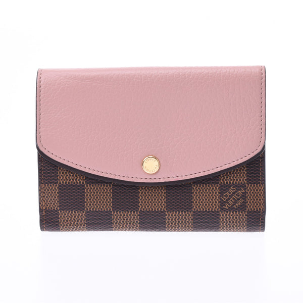 LOUIS VUITTON路易威登Damier Portofoille诺曼底Rose Ballerine N60043中性皮革双折钱包A级二手Ginzo