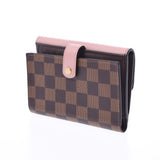LOUIS VUITTON ルイヴィトンダミエポルトフォイユノルマンディローズバレリーヌ N60043 unisex leather folio wallet A rank used silver storehouse