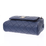 CHANEL Chanel Matrasse Small Camera Case Blue Gold Hardware Ladies Caviar Skin Shoulder Bag A Rank Used Ginzo