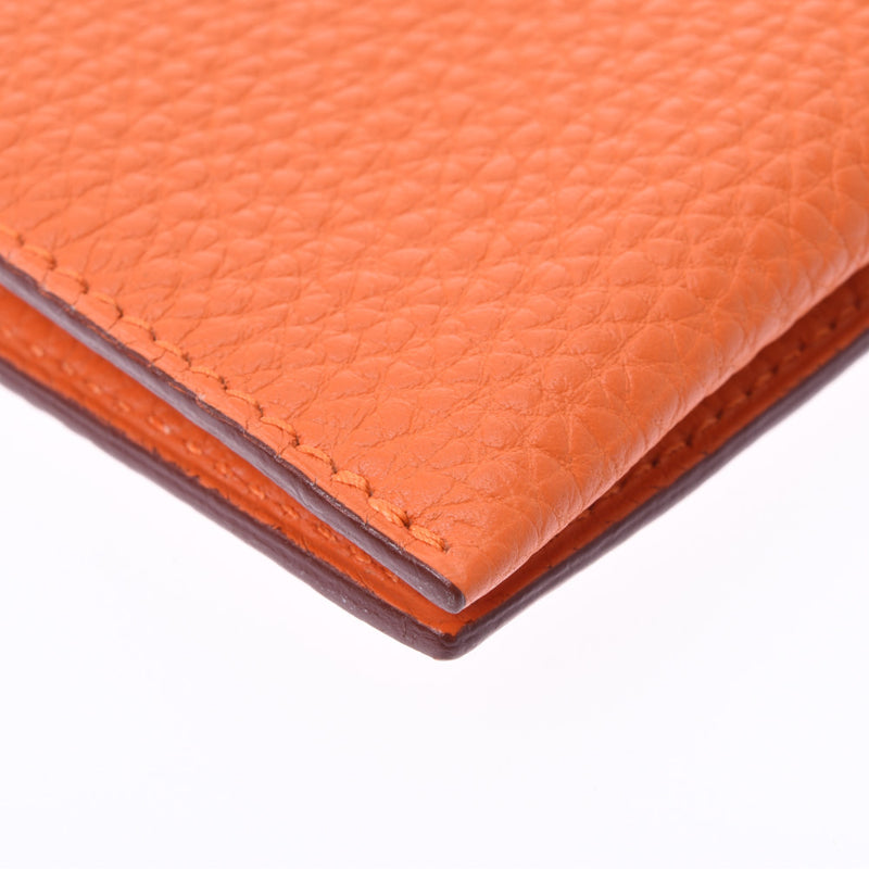 HERMES Hermes Bear Classic Two-fold Long Wallet Initial Type Orange Gold Hardware Unisex Togo Long Wallet Shindo Used Ginzo