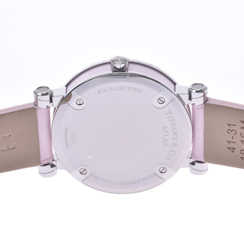 TIFFANY&Co. Tiffany atlas Z1301.11 Lady's SS/ leather watch quartz pink clockface AB rank used silver storehouse