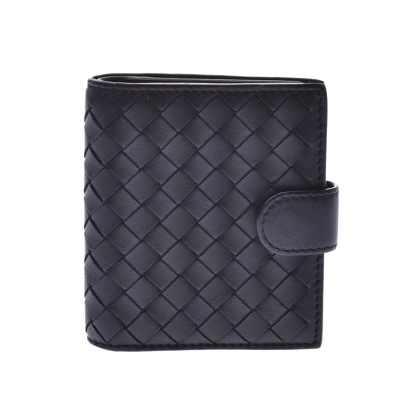 BOTTEGAVENETA, BOTTEGAVENETA, compact, compact, compact wallet, black, black, unissex leather, wallet, A rank, A-rank, used silver garage.