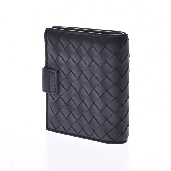 BOTTEGAVENETA, BOTTEGAVENETA, compact, compact, compact wallet, black, black, unissex leather, wallet, A rank, A-rank, used silver garage.