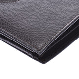 CHANEL Chanel fastener long wallet tea system (dark brown) unisex caviar skin long wallet A rank used silver storehouse
