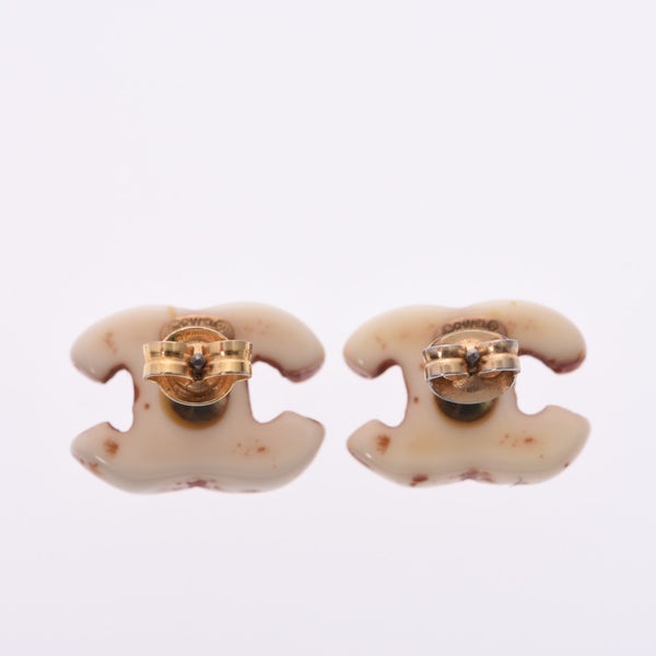 CHANEL 香奈儿可可马克 01 模型白色 / 茶 女士塑料耳环 AB 排名 二手银藏