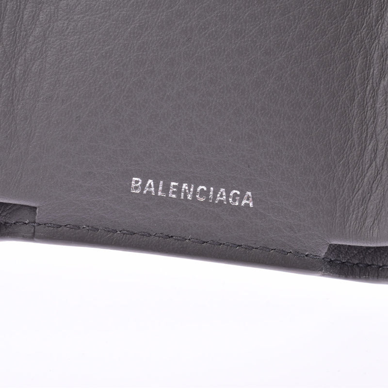 BALENCIAGA バレンシアガ ペーパーミニウォレット コンパクトウォレット グレー ユニセックス カーフ 三つ折り財布 未使用 銀蔵