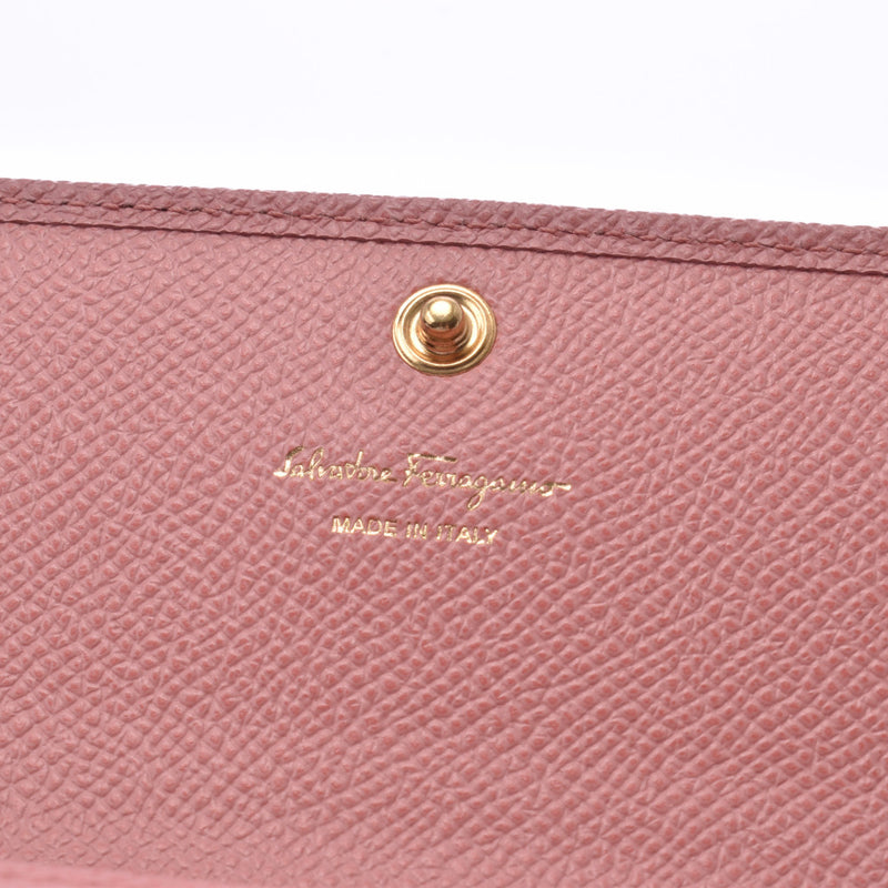 Salvatore Ferragamo フェラガモヴァラファスナー long wallet pink gold metal fittings Lady's leather long wallet A rank used silver storehouse