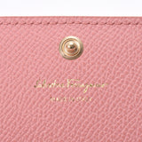 Salvatore Ferragamo フェラガモヴァラピンクゴールド metal fittings Lady's leather card case newly used goods silver storehouse