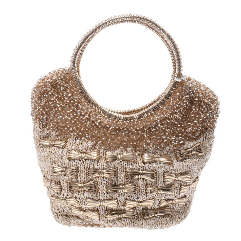 Anteprima Anteprima ribbon beige / GOLD LADIES wire / Raffia handbag