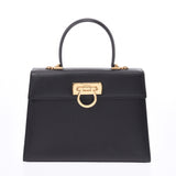 Salvatore Ferragamo, Ferragamo, black, gold, gold, leaser, type, handbag, hand bag, AB, one second-hand silver rag.