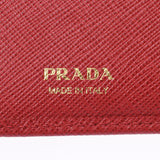 PRADA Prada L, Fassner, purse, red gold, 1ML225, Ladies, Safiano, two folds, wallet, A-ranked, used silver.