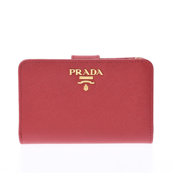 PRADA プラダ L字ファスナー財布 赤 ゴールド金具 1ML225 レディース サフィアーノ 二つ折り財布 Aランク 中古 銀蔵