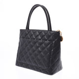 CHANEL Reprint Tote Black Gold Metallic Ladies Caviar Skin Tote Bag AB Rank Used Ginzo