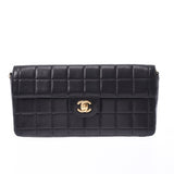 CHANEL Chanel chocolate bar chain shoulder bag, black gold, Ladies, Ramskin, shoulder bag, B, B, used silver,