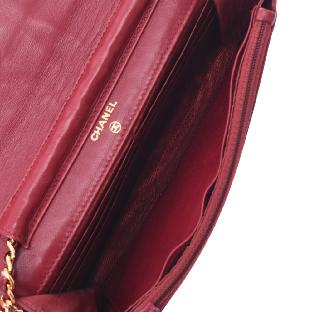 シャネル財布 ボルドー ゴールド金具 レディース チェーンウォレット