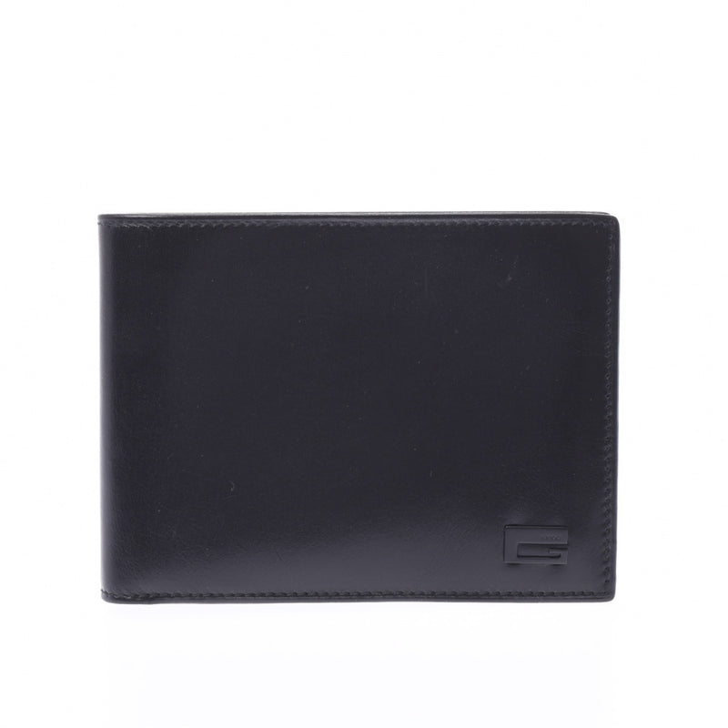 Two GUCCI Gucci fold billfold black men leather billfold AB rank used silver storehouse