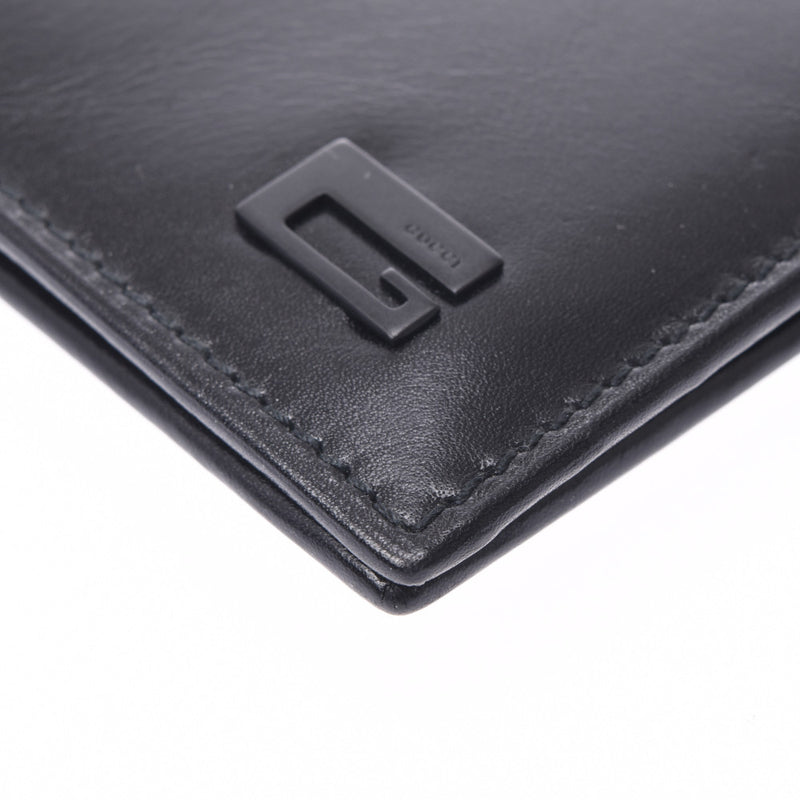 Two GUCCI Gucci fold billfold black men leather billfold AB rank used silver storehouse